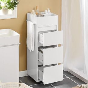 Bathroom Cabinet white with 3 Drawers, 4 Compartments