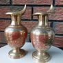 Antique Indian Etched Brass Vases Image 5