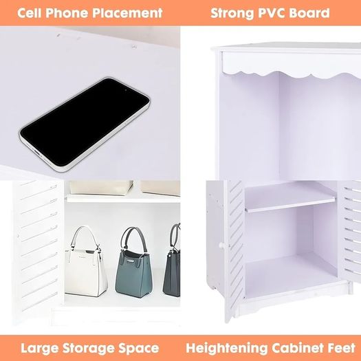 Freestanding Bathroom Storage Cabinet, Waterproof PVC Floor Cabinet with Drawer & Door, Organiser for Bathroom, Kitchen, Living Room, Office 75cm (H) x 34cm (W) x 24cm (D)