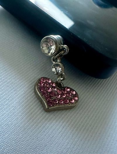 Brand new pink diamond heart phone charm