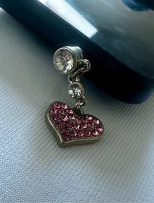 Brand new pink diamond heart phone charm