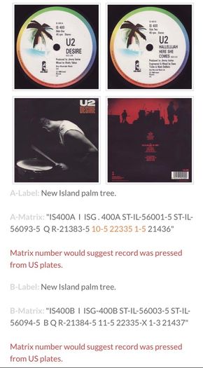 U2 - Desire UK 7 inch Original Vinyl 1988 Island Records