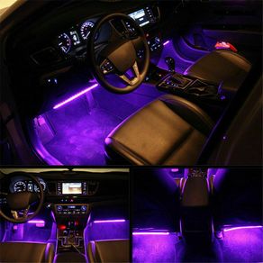 RGB 7Color LED Neon Strip Light 4 stripes Remote Control Car Interior Lighting