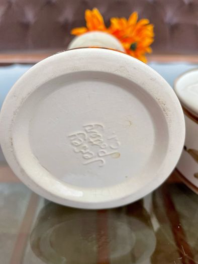 Vintage Set Jersey Pottery Planter Vase and Posy Vase Hand Painted 1970s