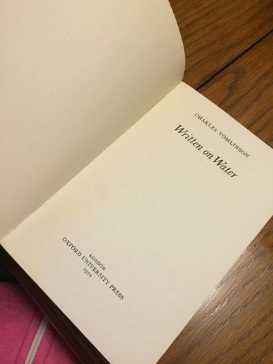 Written on water - Charles Tomlinson
