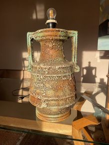Mid century salt glazed centrepiece lamp.