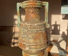 Mid century salt glazed centrepiece lamp.