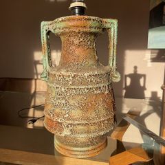 Mid century salt glazed centrepiece lamp.