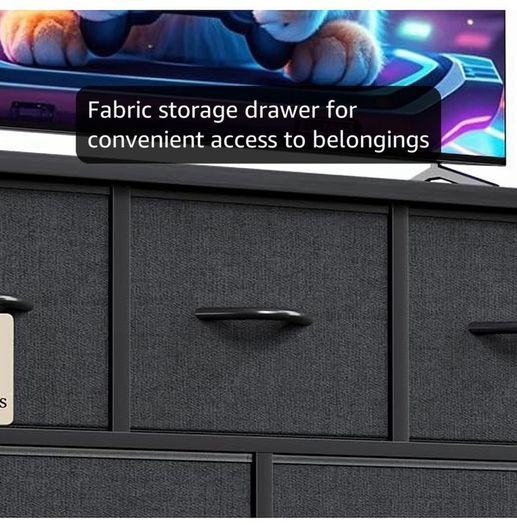 Chest of Drawers for Bedroom with 7 Drawers, Fabric Storage Drawer, Tall Black Hallway Storage Unit