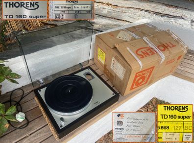 Thorens TD160 Super Turntable, Time Capsule Mint Condition, Serviced, Ultra Rare Original Box and Packaging