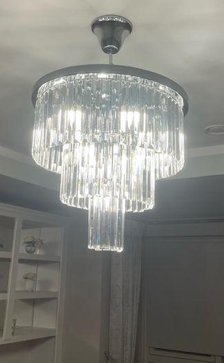 3-Tier Glass Droplet Chandelier