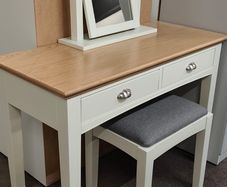 Oak Vanity Dresser Set -  Table, Mirror and Stool New