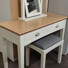 Oak Vanity Dresser Set -  Table, Mirror and Stool New