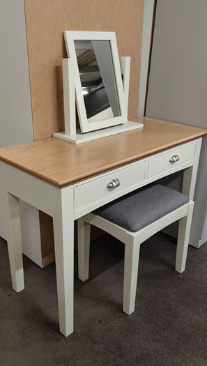 3 pcs Oak Vanity Dresser Set -  Table, Mirror and Stool New