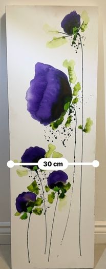 Jean Picton - Signed Original Poppy Painting - Large Tall Canvas