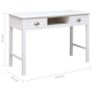Writing Desk White 110x45x76 cm Wood Image 9