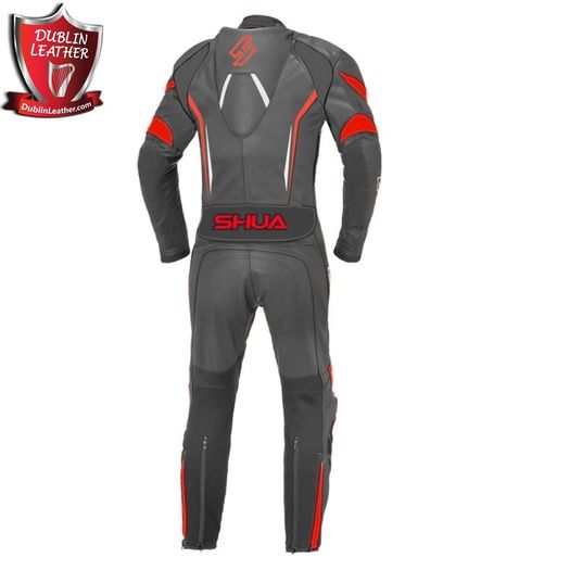 FREE SHIPPING - Shua Infinity 1PC Motorcycle Premium Leather Racing Suit (Black/Red)