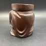 Chinese carved hardwood brush pot, carved with a Chinese Man Image 4