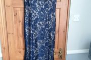 Dress beautiful long  navy lace dress gold lined size 16 on label  i think best suit size 14