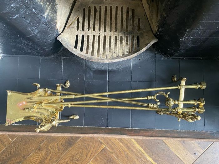 Vintage Brass Fireside Companion Set Fireplace Tools