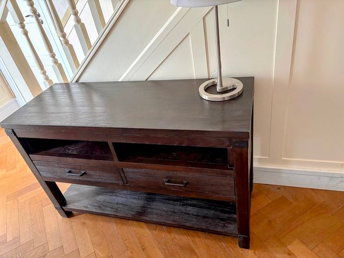 Dark Wood Console / TV Unit, Solid & Stylish