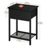 Bedside Tables Set of 2, Side Tables with Fabric Drawers  Coffee Table with Storage Shelf, Sofa Table, Nightstand with Metal Frame for Bedroom, Living Room, Black Image 3