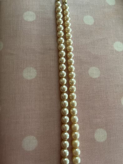 Double strand Faux pearls with Diamond clasp