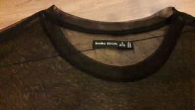 Bershka black loose fitting mesh top size UK small