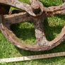 ANTIQUE FORGED IRON FARM WHEEL Rustic Garden Art Beautiful to Display in Your Garden Image 5