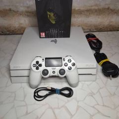 Sony PlayStation 4 Pro  Console white w/ Controller & Cables  game bundle