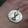 Vintage Art Deco  Antique Sterling Silver and Gold Eucharist Communion Bread and Wine Catholic Medal Pendant Image 4