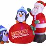 7 FT Long Santa with Penguins Inflatable with Build-in LEDs Blow Up Inflatables for Xmas Party Indoor, Outdoor, Yard, Garden, Lawn Winter Decor Image 2