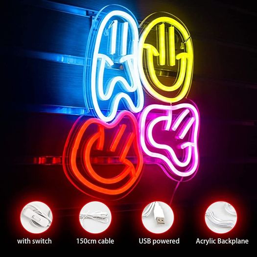 DISCOUNT CODE IN DESCRIPTION Smile Face Neon Sign LED Neon Light Wall Decor Smiley Face Light Up Signs USB Happy Faces Neon Signs for Bedroom Kids Room Wedding Party Decor (FREE SHIPPING)