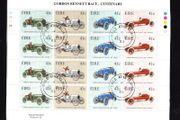 2003 Ireland Centenary of Gordon Bennett Race (Napier, Mercedes, Mors, Winton) Sheetlet 1B1B1B1B1B Fine CDS Used with Dublin cancel of 30th June 2003 (First day of issued) on envelope extract.
