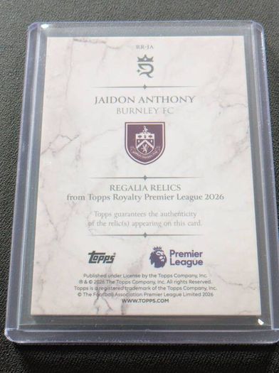 Jaidon Anthony Regalia Relics Match-Worn Memorabilia Topps Royalty Premier League