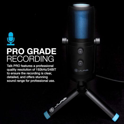 JLab Talk Pro USB Microphone - PC Mic, Podcast, Condenser Streaming Microphone, Gaming & Computer Desk, Plug & Play with USB C, Professional Quality, 4 Directional Pattern Modes, Volume Control