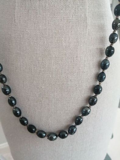 Hand knotted long beaded necklace