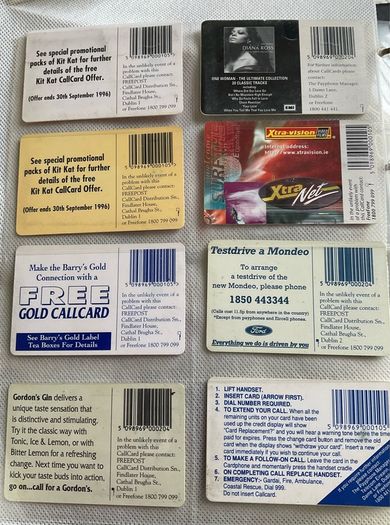Diana Ross, Kit Kat , Xtra Vision, Barry's tea,  Gordon's gin call cards