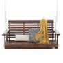 Wooden Porch Swing 4.5 ft, Patio bench swing for Courtyard & Garden, Upgraded 880 lbs Strong Load Capacity, Heavy Duty Swing Chair Bench with Hanging Chains for Outdoors, Carbonized Brown Image 4