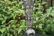 Vintage Art Nouveau Ornate Pierced Filigree Flower Vase Antique Silver Tone H-11"