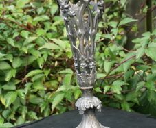 Vintage Art Nouveau Ornate Pierced Filigree Flower Vase Antique Silver Tone H-11"