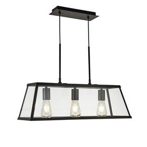 3Light Bar Pendant - Black Metal & Glass Ceiling Light