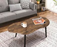 Cloud Shape Coffee Table Modern Industrial Style Coffee Tables Wood Irregular Center Table Floor Table Mid Century Style Decorative Furniture for Living Room Office Retro Brown