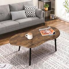 Cloud Shape Coffee Table Modern Industrial Style Coffee Tables Wood Irregular Center Table Floor Table Mid Century Style Decorative Furniture for Living Room Office Retro Brown