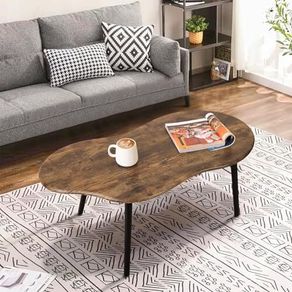 Cloud Shape Coffee Table Modern Industrial Style Coffee Tables Wood Irregular Center Table Floor Table Mid Century Style Decorative Furniture for Living Room Office Retro Brown