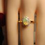 Gold Plated Sterling Silver Rare Facet cut Ethiopian Welo Opal and Lab Grown Moissanite Oval Cluster Ring Image 6