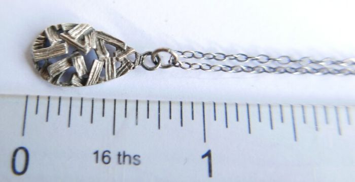 Vintage Sterling Silver 925 Drop Pendant Necklace length 15" - 1,9g
