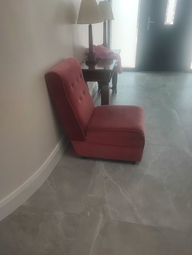 Vintage Pink Velvet Slipper Chair