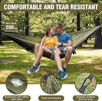 NEW SALE | Camping Hammock with Mosquito Net 114 x 54 inch Lightweight Portable Double Hammock with Straps 440 LBS Load Capacity Pop-up Nylon Hammock for Travel Outdoor Hiking Backpacking Picnic
