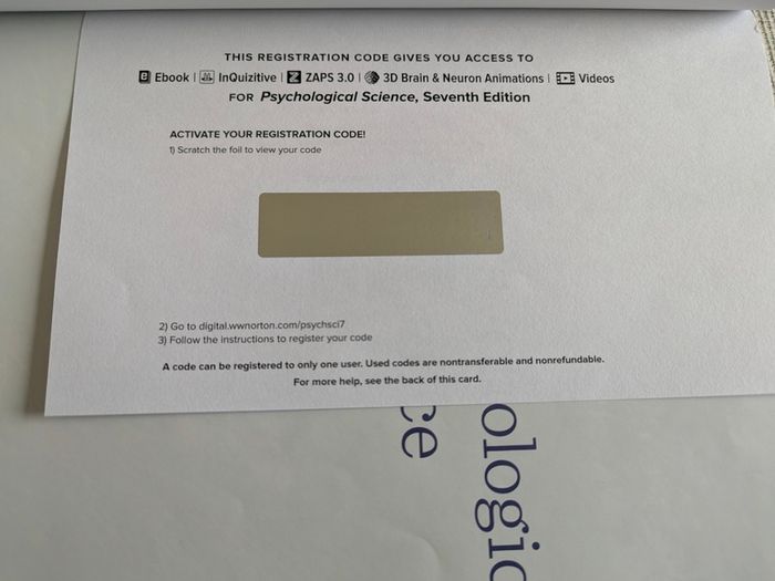 Psychological Science 7th Edition International Student Edition + Unused Access Code